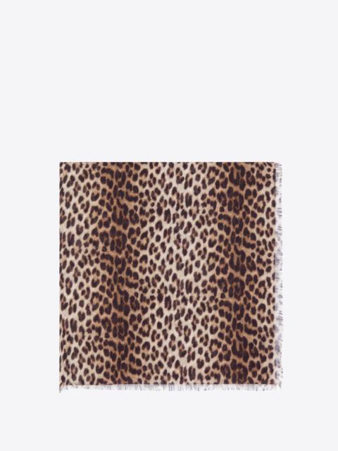 SAINT LAURENT square scarf in leopard modal and cashmere