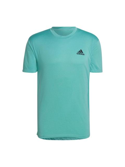 Men's adidas Alphabet Logo Printing Round Neck Short Sleeve Green T-Shirt HT9057