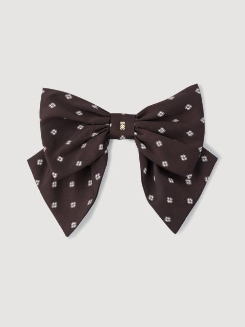Sandro PRINTED SATIN BOW BARRETTE