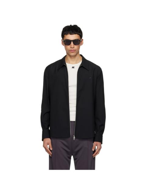 courrèges Black Zipped Twill Shirt Jacket