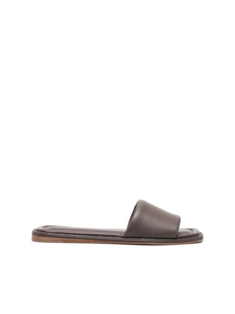 Brunello Cucinelli leather slip-on slider sandals