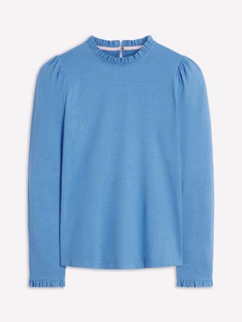 BODEN Supersoft Frill Detail Top-Captains Blue
