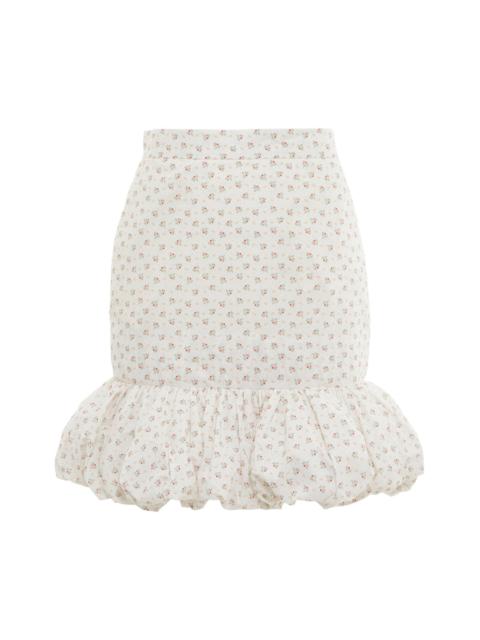 pushBUTTON White Floral Volume Hem Skirt