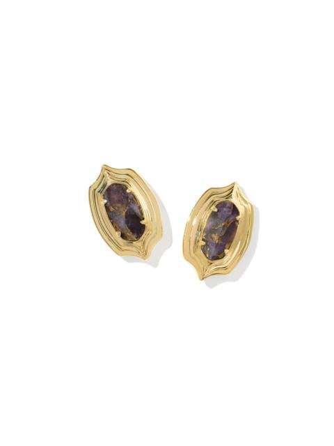 KENDRA SCOTT Ellie Stepped Frame Gold Stud Earrings