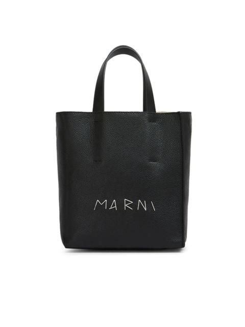 Marni Museo Soft Mini Bag in Black Leather with Marni Mending