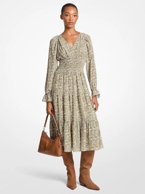 MICHAEL KORS Floral Print Georgette Midi Dress