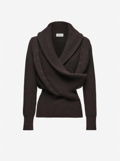 MAGDA BUTRYM Cashmere draped shawl-collar sweater in grey