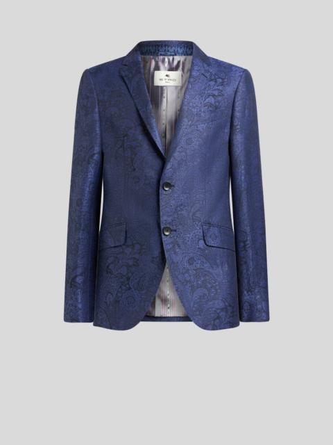 Etro SINGLE-BREASTED LINEN AND COTTON JACQUARD JACKET WITH FLORAL PAISLEY MOTIF