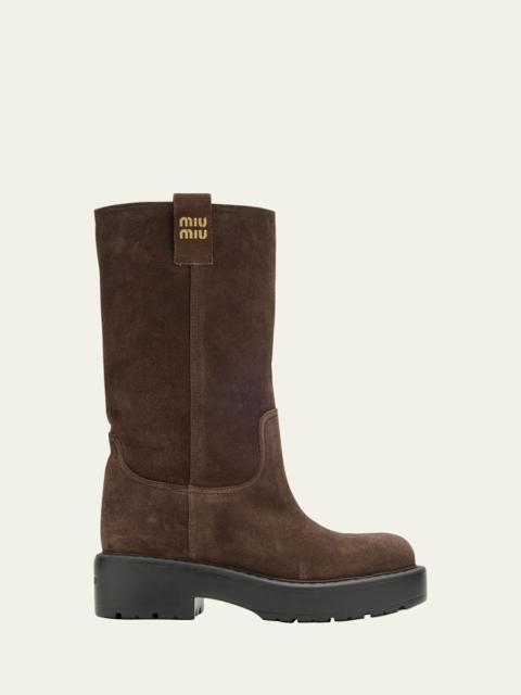Miu Miu Suede Tall Moto Boots