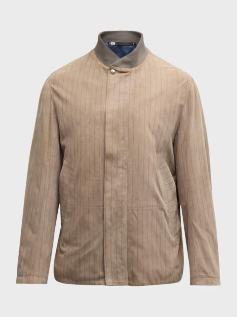 Men's Stripe Suede Blouson Jacket