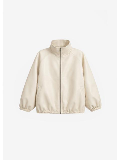 The Frankie Shop Cloud Faux Leather Bomber Jacket - Ecru