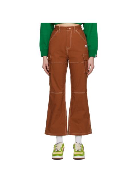 A BATHING APE® Brown Color Stitching High Waist Cargo Pants