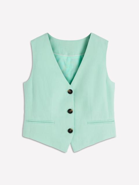 BODEN V-neck Linen Waistcoat-Spearmint