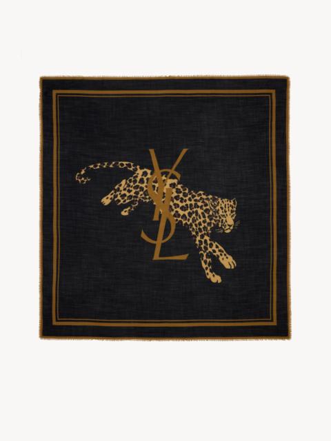 SAINT LAURENT CASSANDRE LARGE SQUARE SCARF IN WOOL TWILL