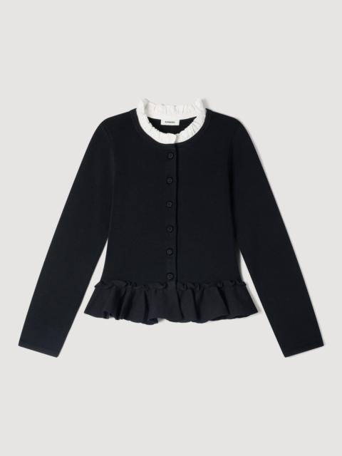 Sandro REMOVABLE COLLAR PEPLUM CARDIGAN