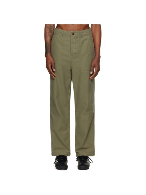 Merz b. Schwanen Khaki SENDO01SC Weave Canvas Fatigue Trousers
