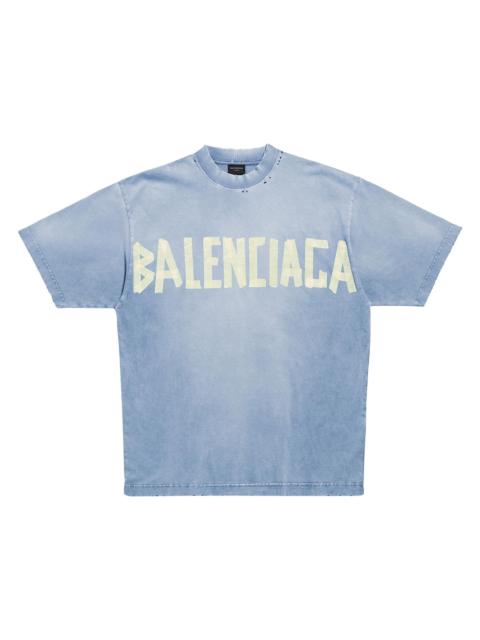 BALENCIAGA Women's Tape Type T-Shirt Medium Fit - Faded Blue
