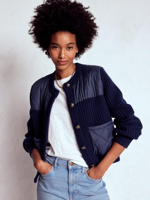 BODEN Short Quilted Knitted Jacket-Navy
