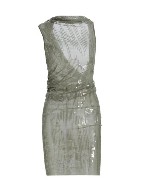 Rick Owens Lilies Women's Sheer Sequined Minidress - Jade Transparent