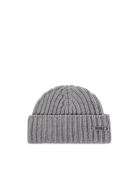 Givenchy safety-pin ribbed beanie hat