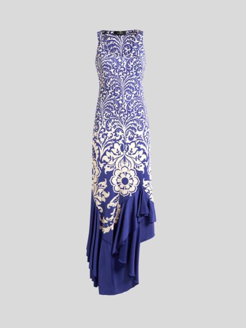 Etro LONG JERSEY DRESS WITH FLOUNCE AND PRINT
