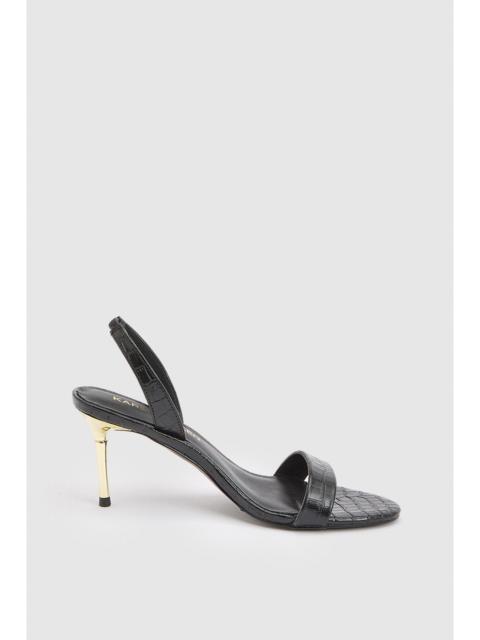 KAREN MILLEN Leather Croc Print Strappy Heeled Sandal