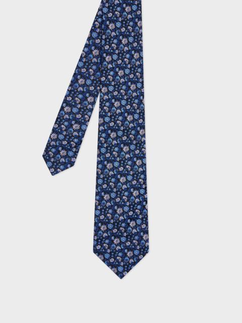 Paul Smith Dark Blue Floral Silk Tie
