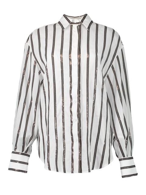 Brunello Cucinelli Dazzling Stripe Embroidery Shirt