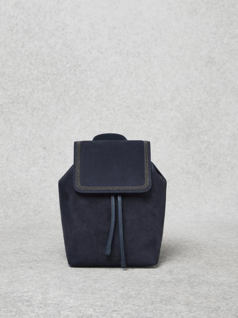 Brunello Cucinelli Suede backpack with precious contour