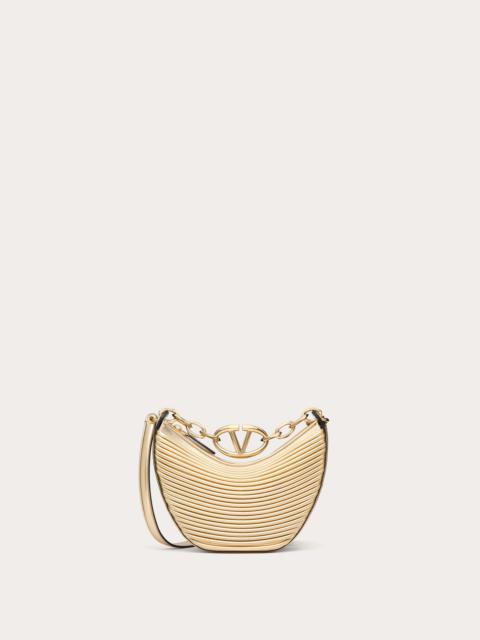 Valentino MINI VLOGO MOON HOBO BAG IN METALLIC-EFFECT NAPPA LEATHER WITH CHAIN