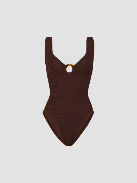 Hunza G Women's Celine Metallic One-Piece Swimsuit - Metallic Chocolate