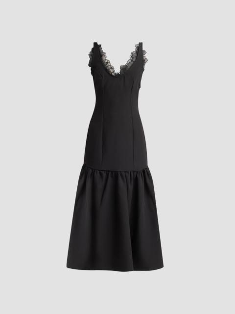 KIKA VARGAS Women's Annalie Crêpe Lace-Trimmed Midi Dress - Black
