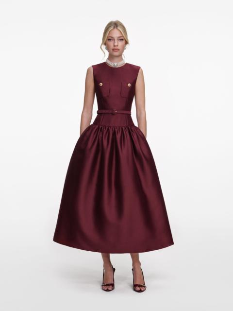 self-portrait Burgundy Taffeta Midi Dress
