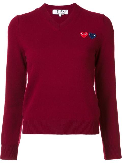 Comme des Garçons PLAY double heart v-neck jumper