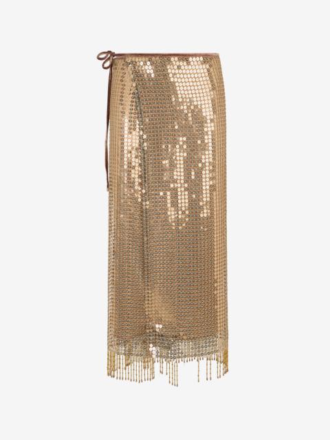 Roberto Cavalli Gold Sequin Midi Skirt