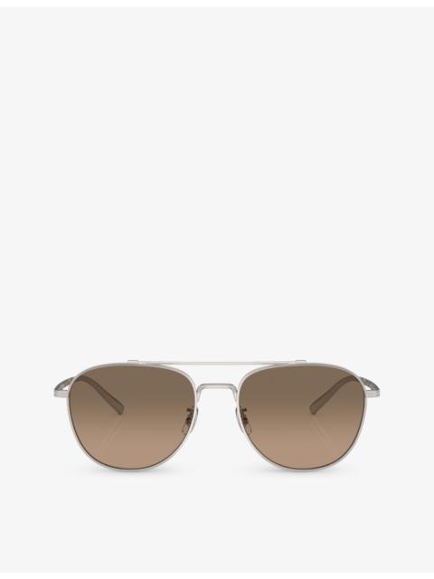 Oliver Peoples OV1335ST Rivetti pilot-frame titanium sunglasses