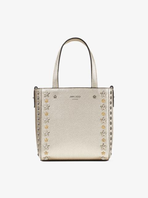 JIMMY CHOO Mini Pegasi
Light Gold Metallic Soft Calf Mini Tote Bag with Stars