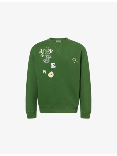 JW Anderson Scattered Letters Crew-Neck Cotton Sweater