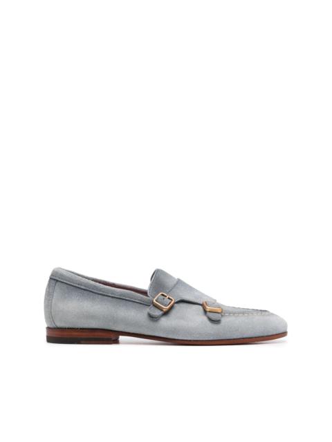 double-buckle suede monk shoes