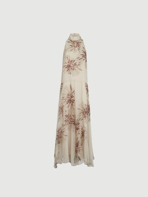 Brunello Cucinelli Bloom print silk organza dress with monili