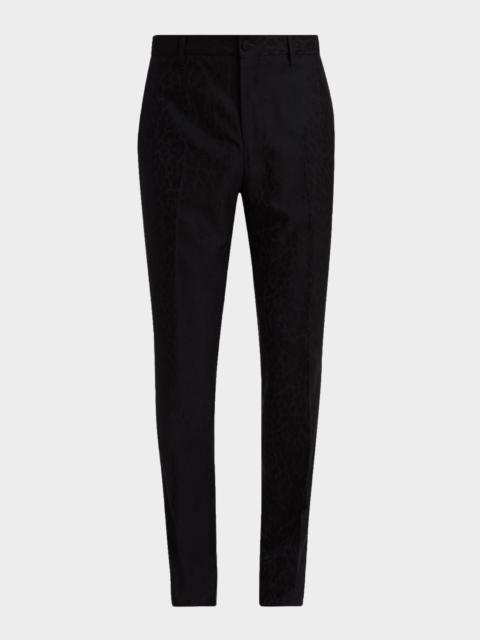 Etro Men's Leopard-Jacquard Slim Fit Trousers
