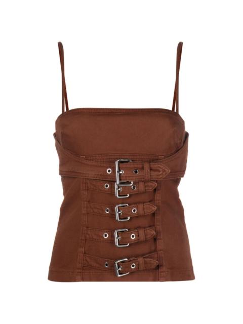 Blumarine buckle-embellished denim cami top