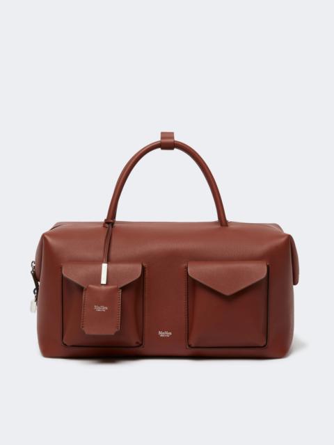 Max Mara Large leather Boston bag with pockets - RUST