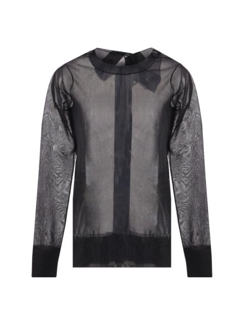 Yohji Yamamoto semi-sheer asymmetric-neck cardigan