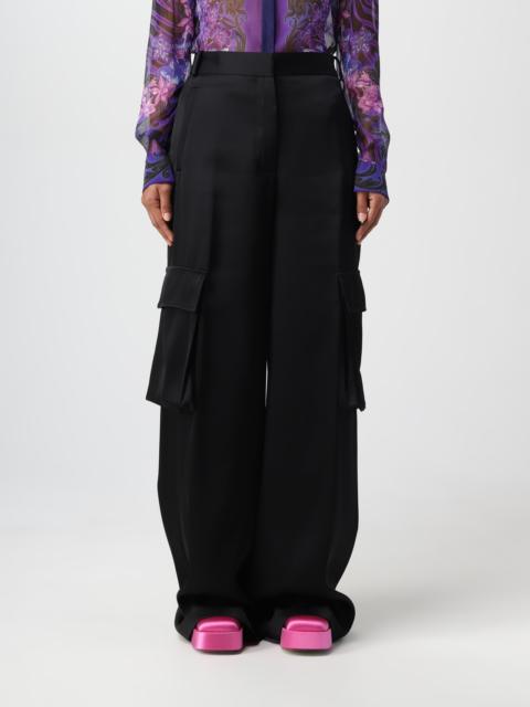 VERSACE Black Cargo Pants Satn Effect With Cargo Pockets In