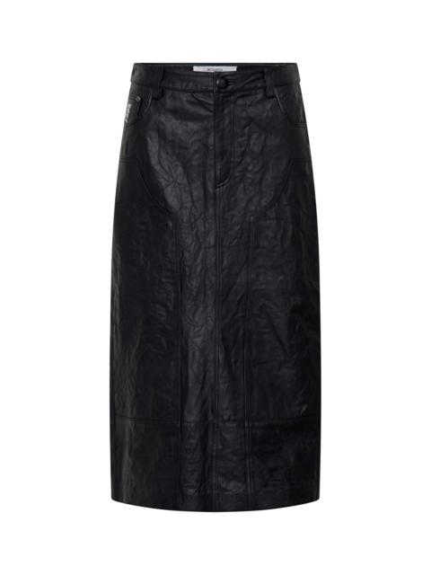 ONE TEASPOON Cassidy Leather Column Midi Skirt - Black
