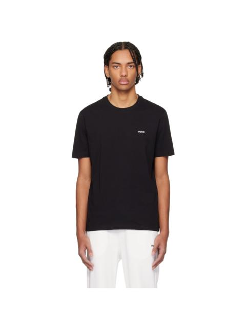 HUGO Black Logo-Print Cotton Jersey T-shirt