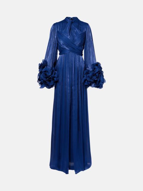 COSTARELLOS Draped ruffled gown