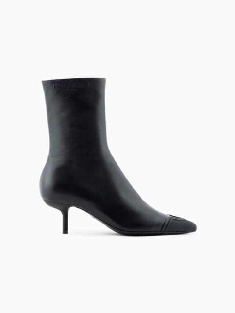 EMPORIO ARMANI Nappa leather ankle boots with rubber toe and heel