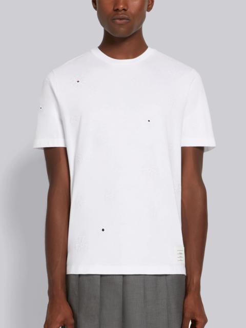 Thom Browne White Organic Solid Jersey Floral Broderie Anglaise Relaxed Fit Tee